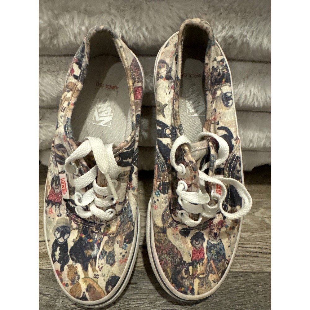 Vans ASPCA Dog Print Authentic Kids Sneakers Size 2.0 Low Top Canvas Shoes